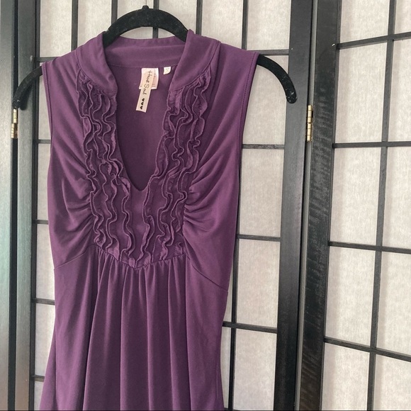 HeartSoul Sleeveless Ruffle V-Neck Blouse Shirt Purple Small - Picture 1 of 8
